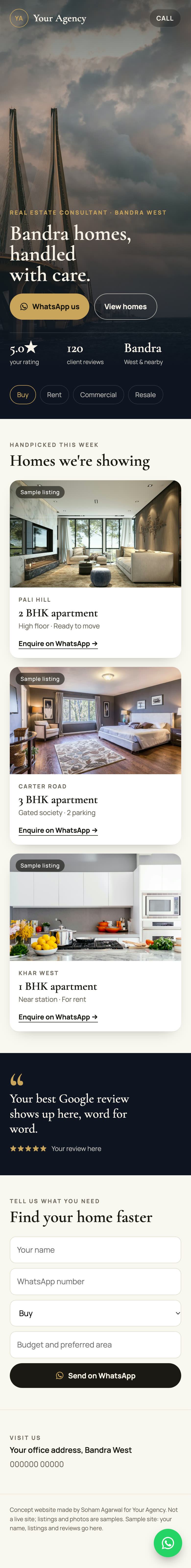 Concept website for a Mumbai real-estate agency